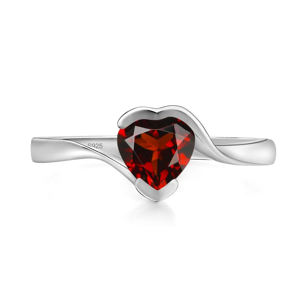 Garnet Heart Shape Solitaire Ring - Image 2