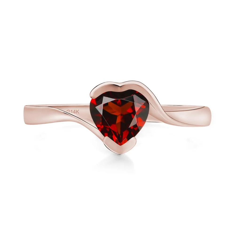Garnet Heart Shape Solitaire Ring - Image 5