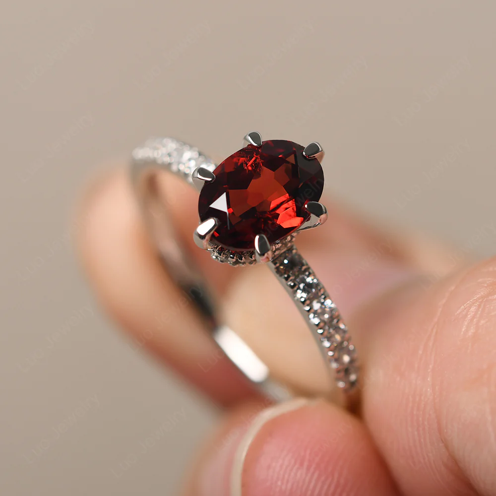 Garnet Hidden Halo Ring - Image 2