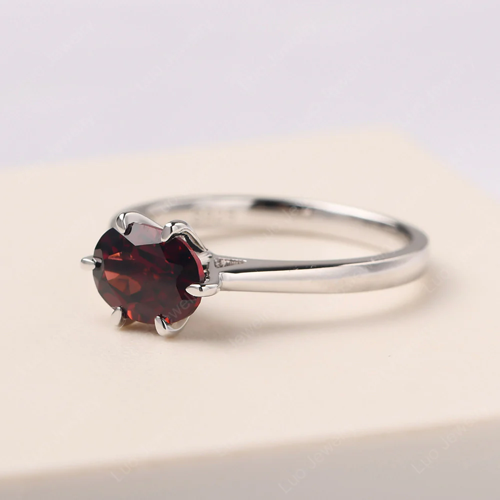 Garnet 6 Prong Oval Engagement Ring - Image 2