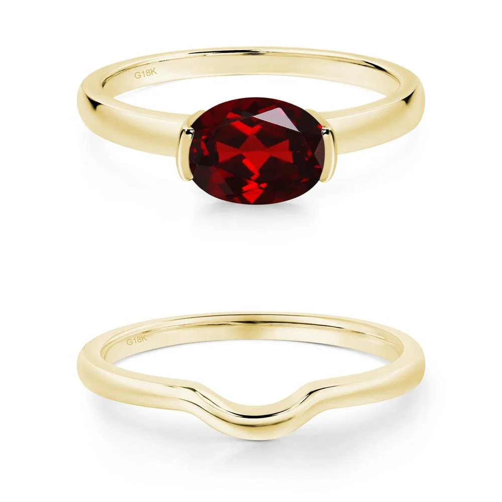 Oval Garnet Horizontal Engagement Ring - Image 17