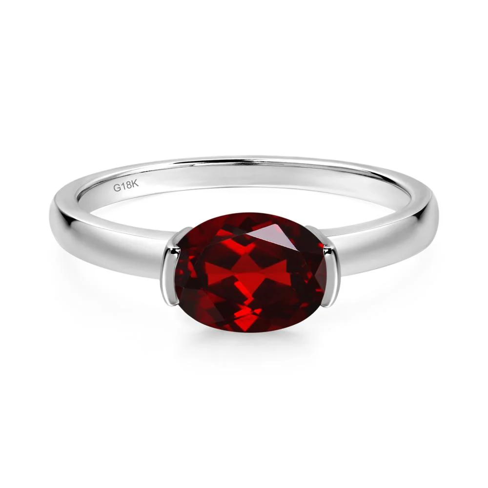 Oval Garnet Horizontal Engagement Ring - Image 2
