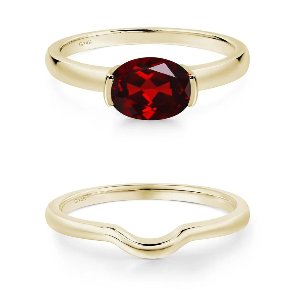 Oval Garnet Horizontal Engagement Ring - Image 25
