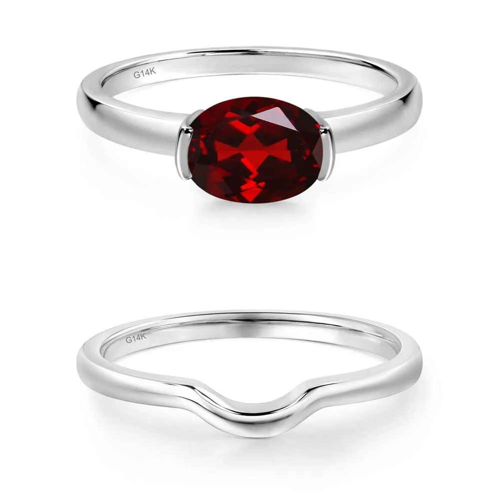 Oval Garnet Horizontal Engagement Ring - Image 27
