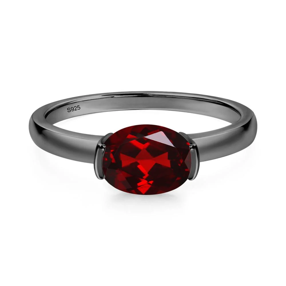 Oval Garnet Horizontal Engagement Ring - Image 5