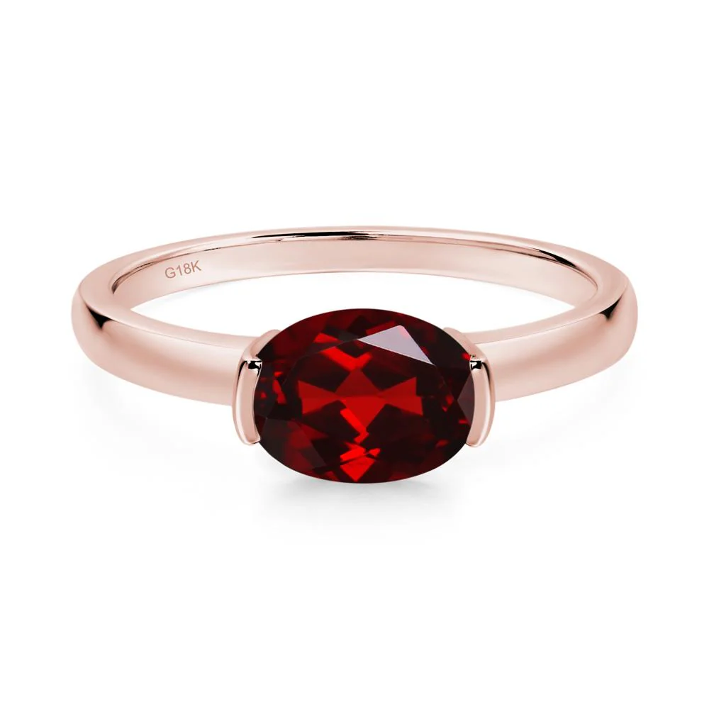 Oval Garnet Horizontal Engagement Ring - Image 7