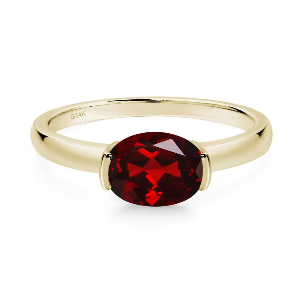 Oval Garnet Horizontal Engagement Ring - Image 8