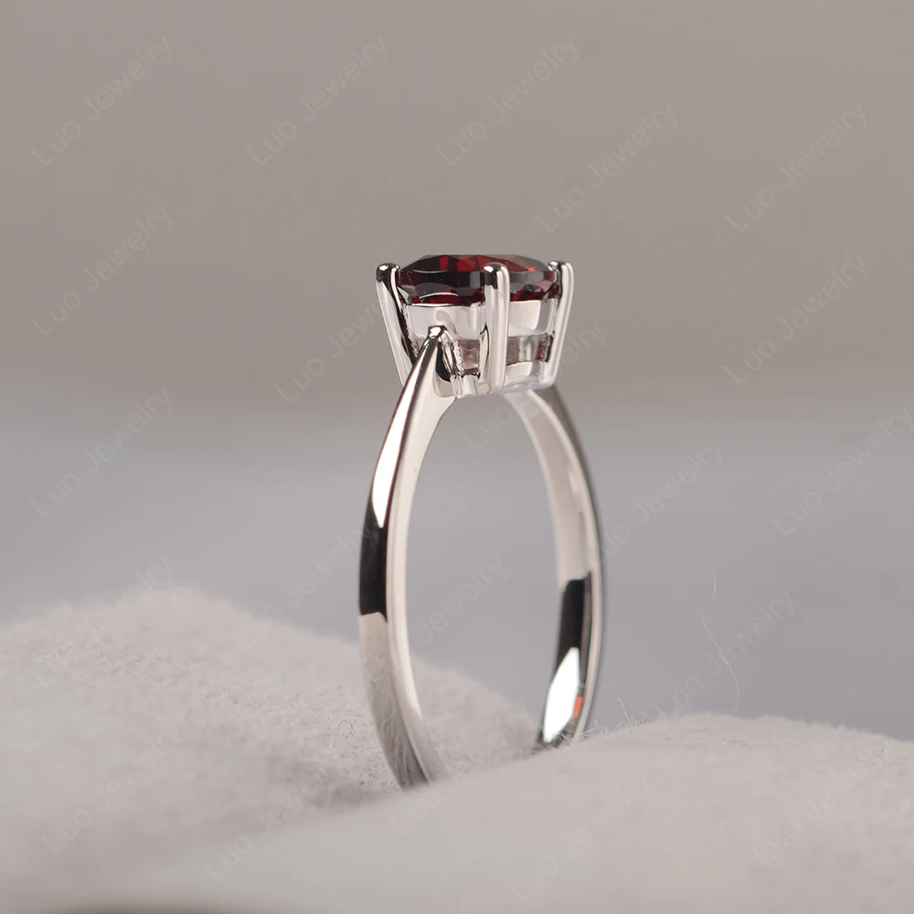 Garnet Oval Solitaire Engagement Ring - Image 4