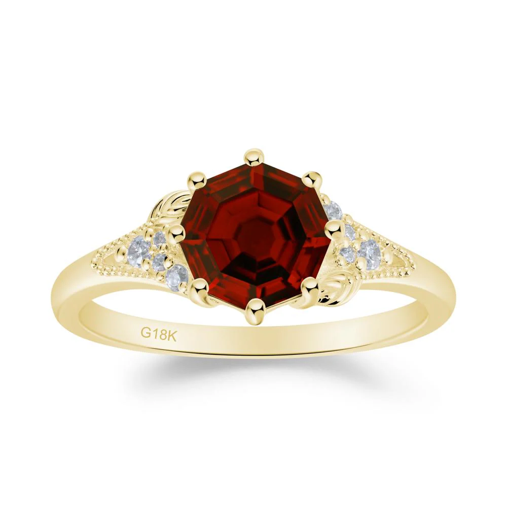 Garnet Leaf and Milgrain Ring - Image 4