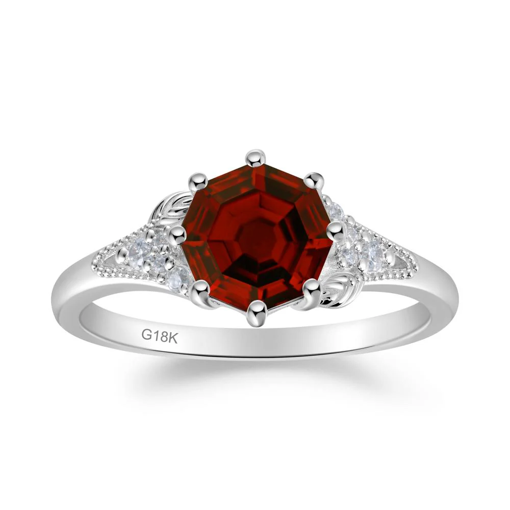 Garnet Leaf and Milgrain Ring - Image 9