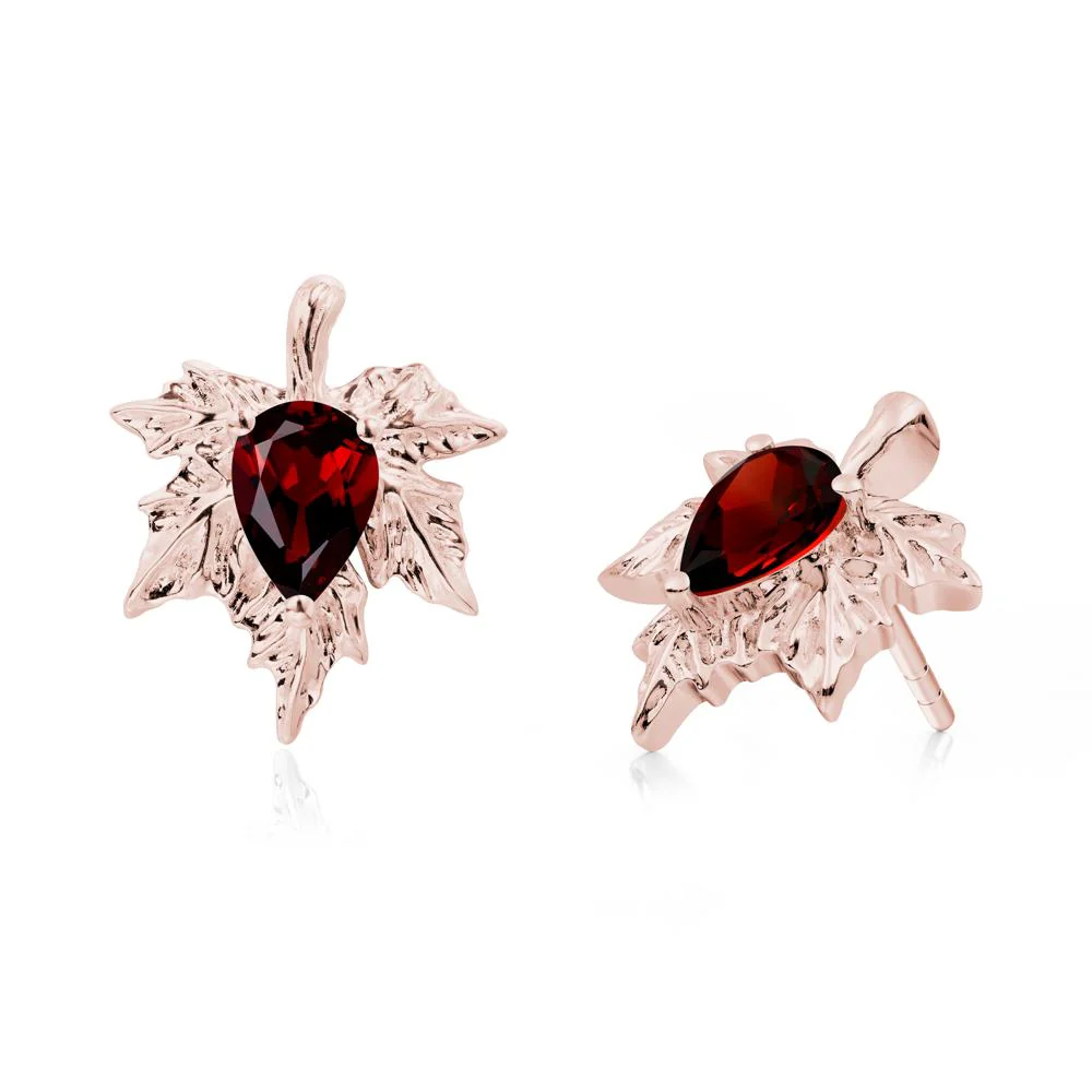 Garnet Maple Stud Earrings - Image 4
