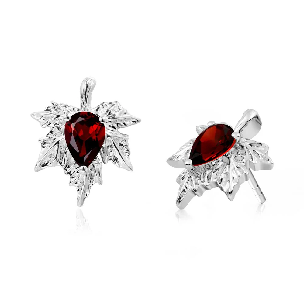 Garnet Maple Stud Earrings - Image 5