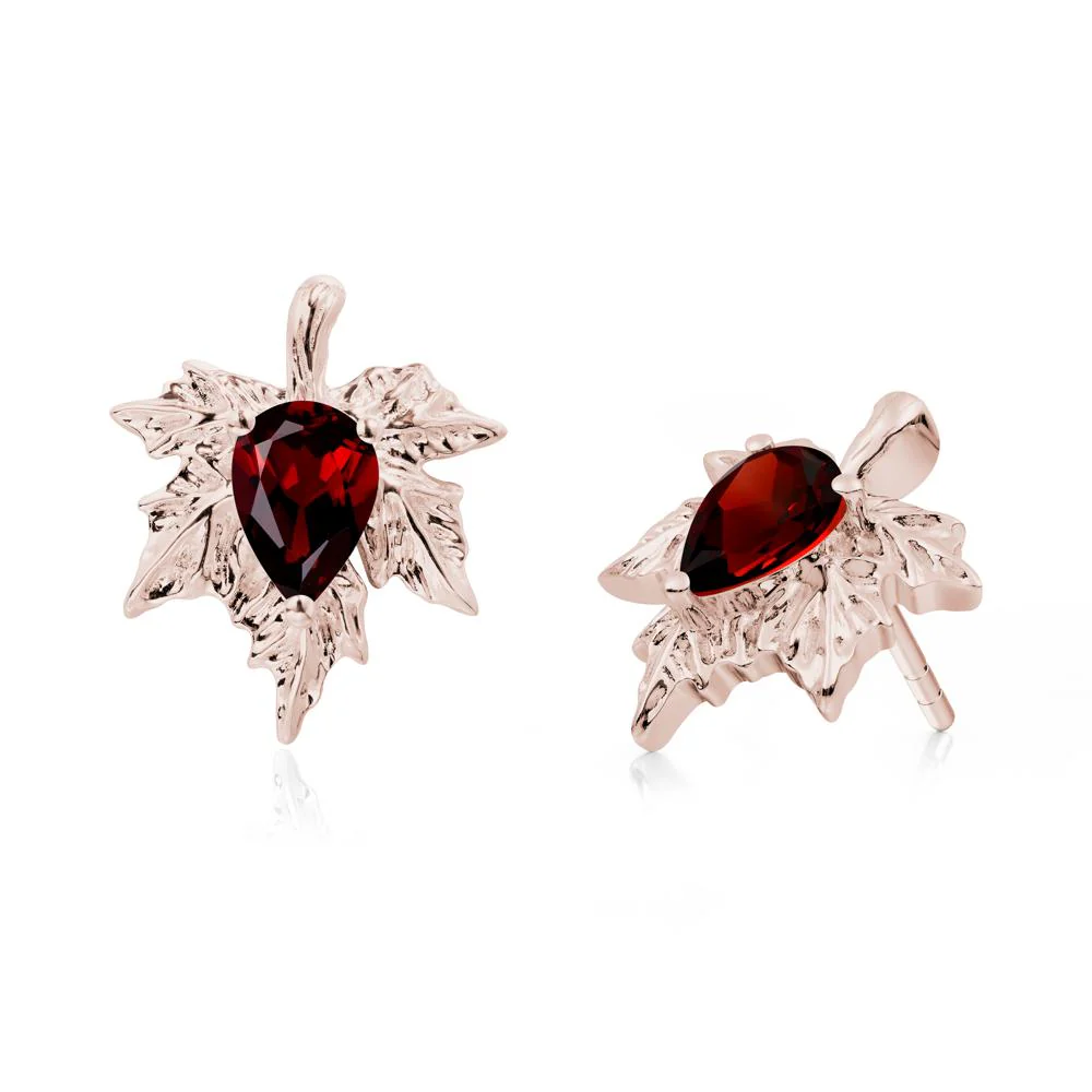 Garnet Maple Stud Earrings - Image 9