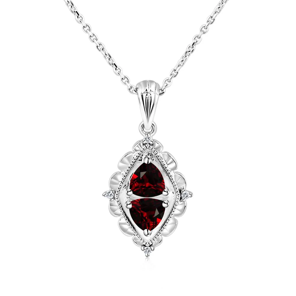 Garnet Milgrain Necklace - Image 4
