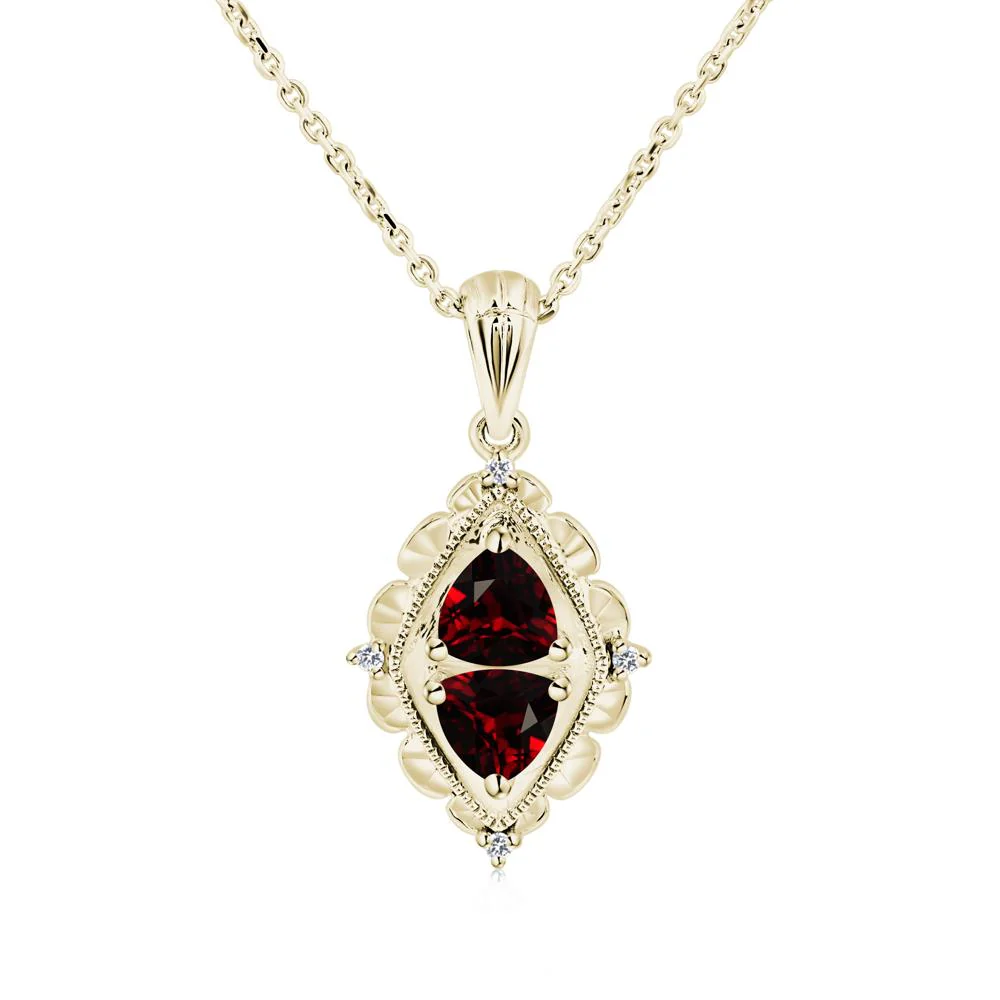 Garnet Milgrain Necklace - Image 7