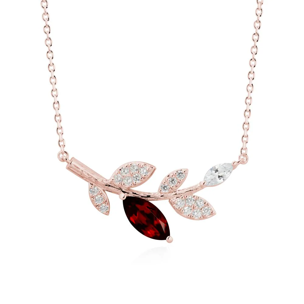 Garnet Olive Branch Pendant Necklace - Image 5