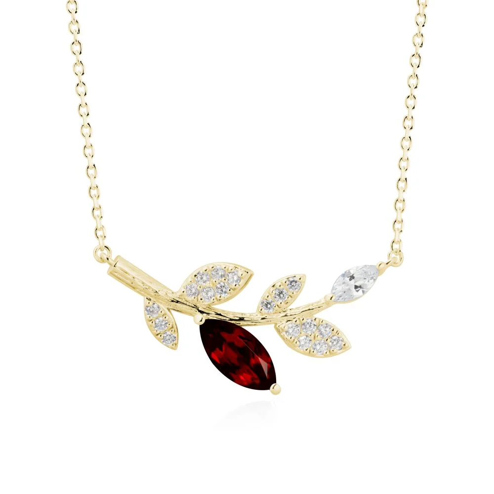 Garnet Olive Branch Pendant Necklace - Image 7