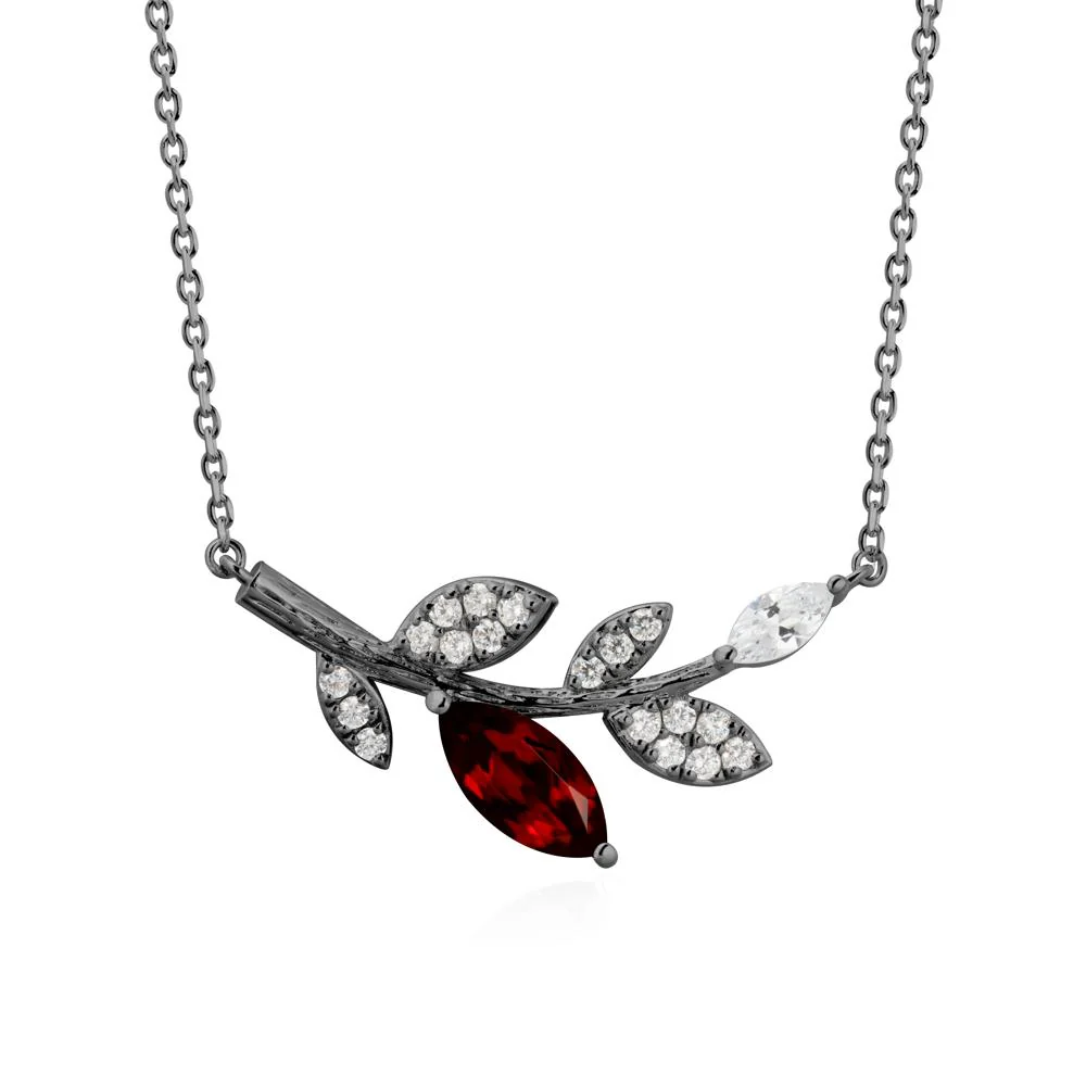 Garnet Olive Branch Pendant Necklace - Image 8