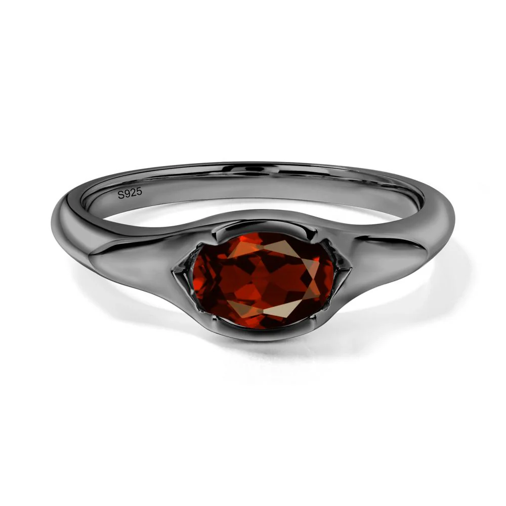 Garnet Oval Bezel Set Engagement Ring - Image 2