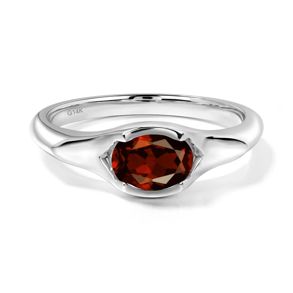 Garnet Oval Bezel Set Engagement Ring - Image 8