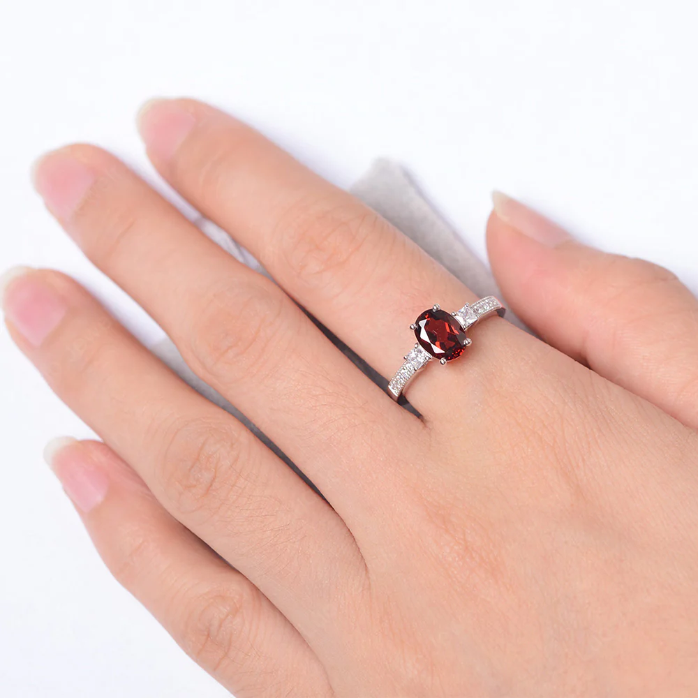 Oval Garnet Milgrain Statement Ring - Image 4