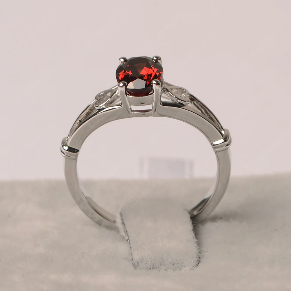 Garnet Oval Cut Solitaire Engagement Ring - Image 2