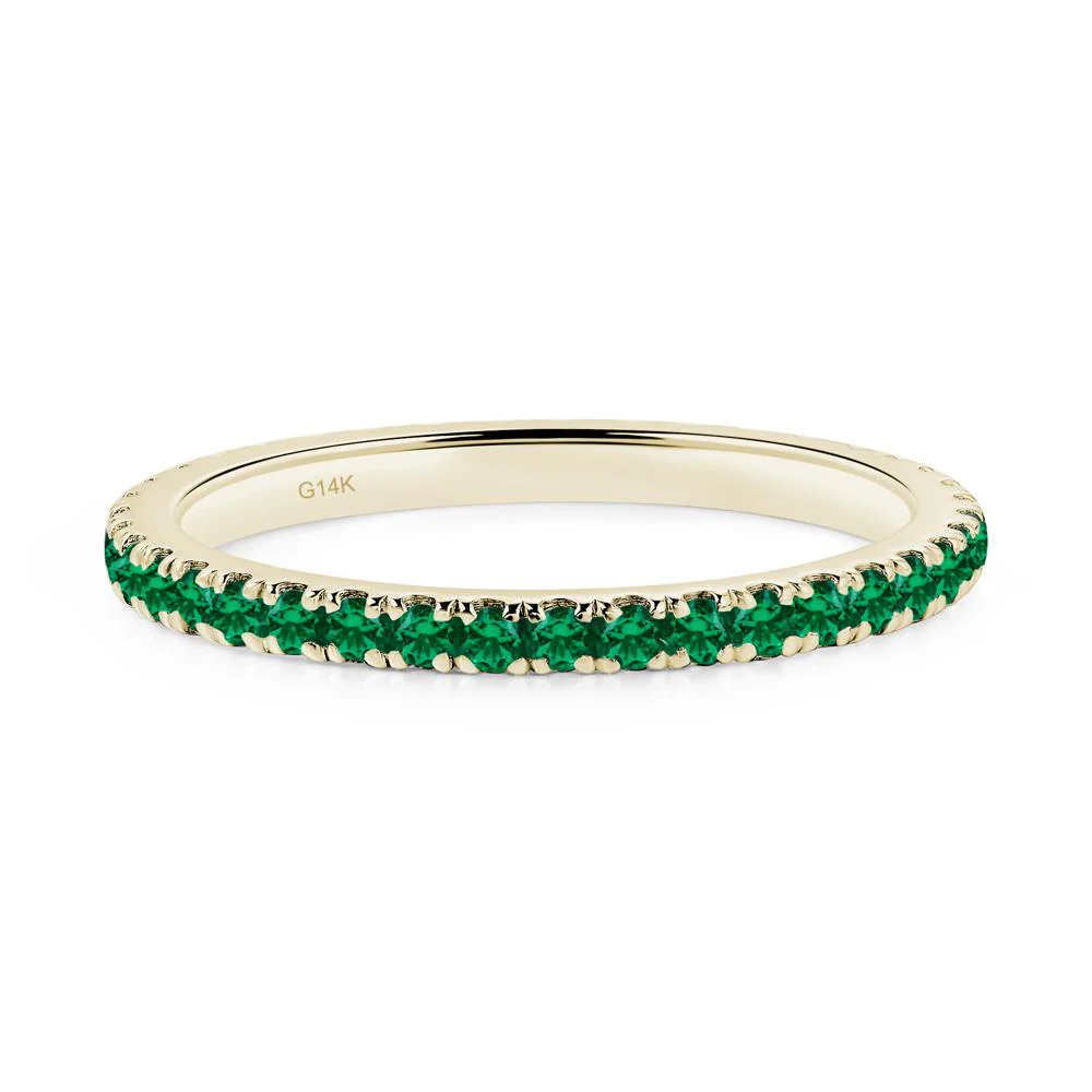 Lab Emerald Pave Ring Band - Image 4