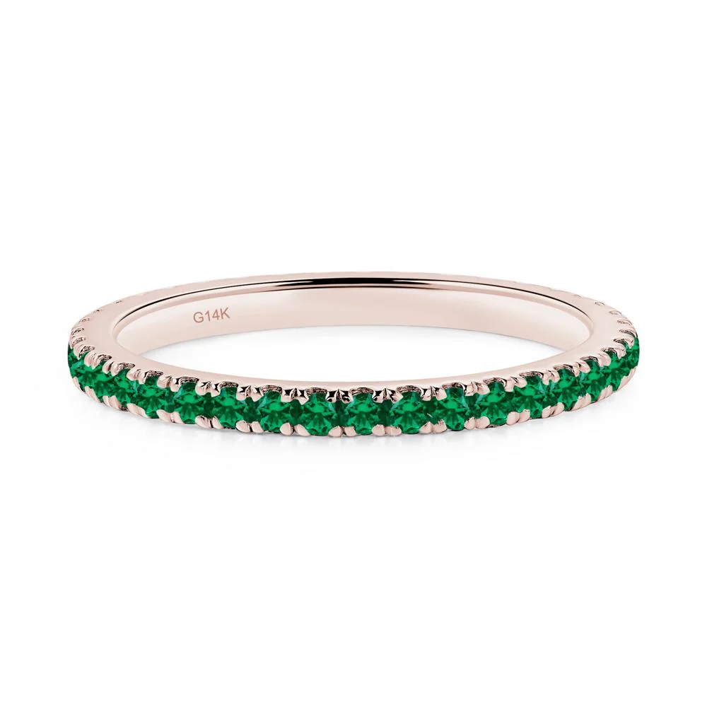 Lab Emerald Pave Ring Band - Image 5