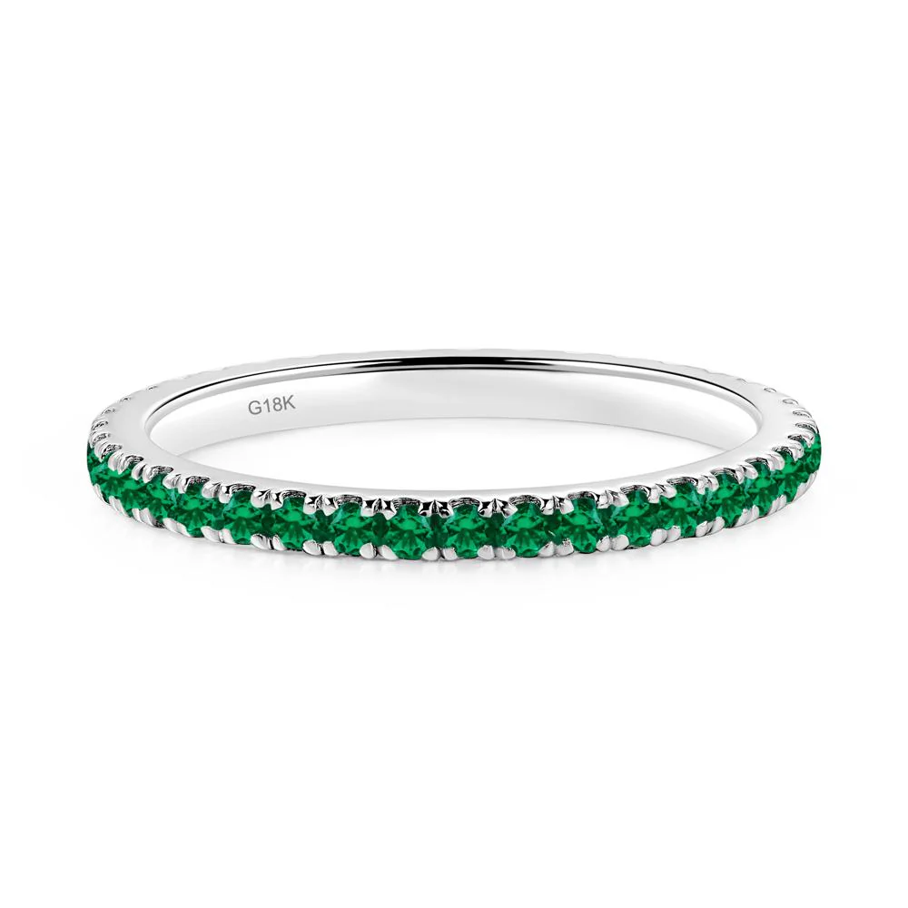 Lab Emerald Pave Ring Band - Image 7