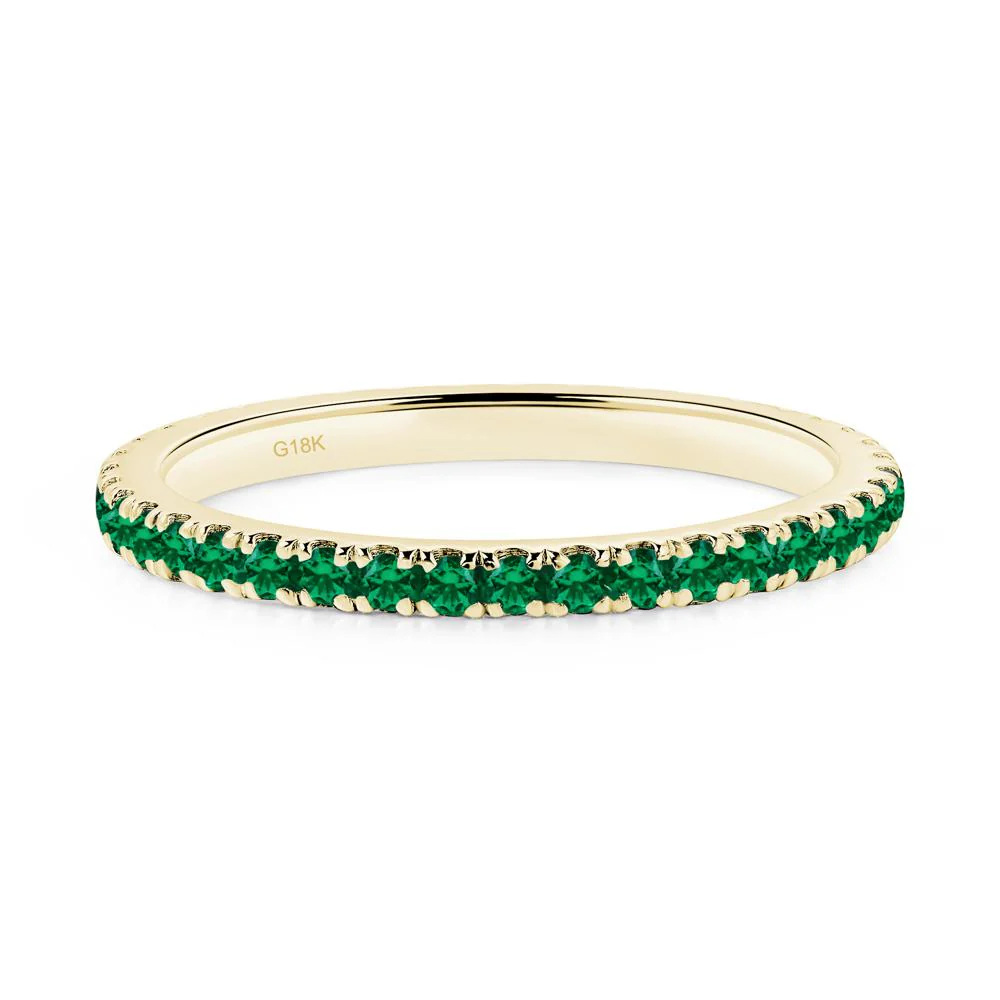 Lab Emerald Pave Ring Band - Image 8