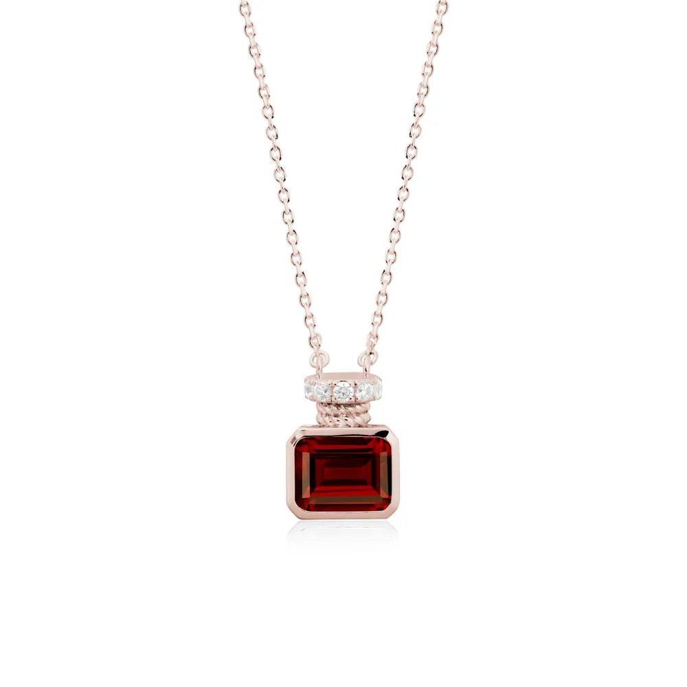 Garnet Perfume Bottle Design Pendant Necklace