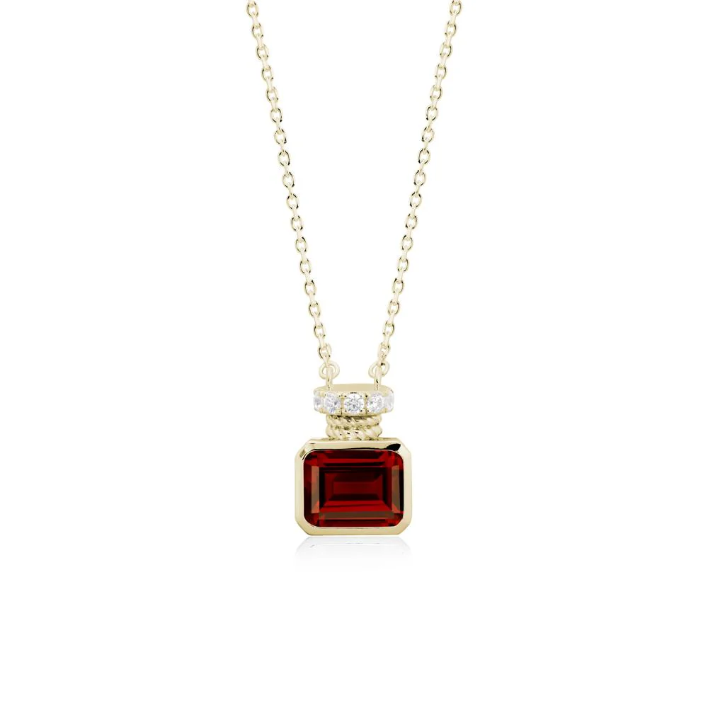 Garnet Perfume Bottle Design Pendant Necklace - Image 3
