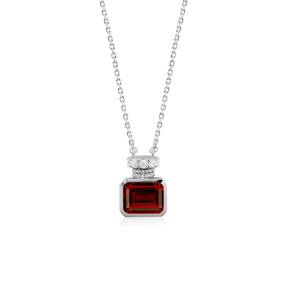 Garnet Perfume Bottle Design Pendant Necklace - Image 8