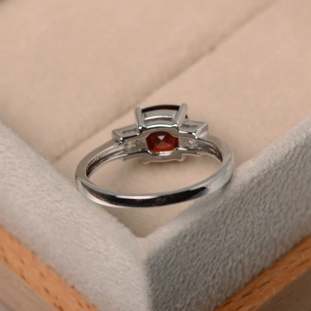 Cushion Garnet Trilogy Ring - Image 3
