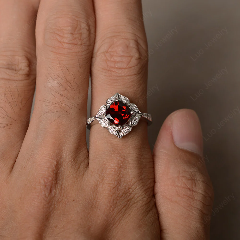 Garnet Ring Cushion Cut Kite Set - Image 4