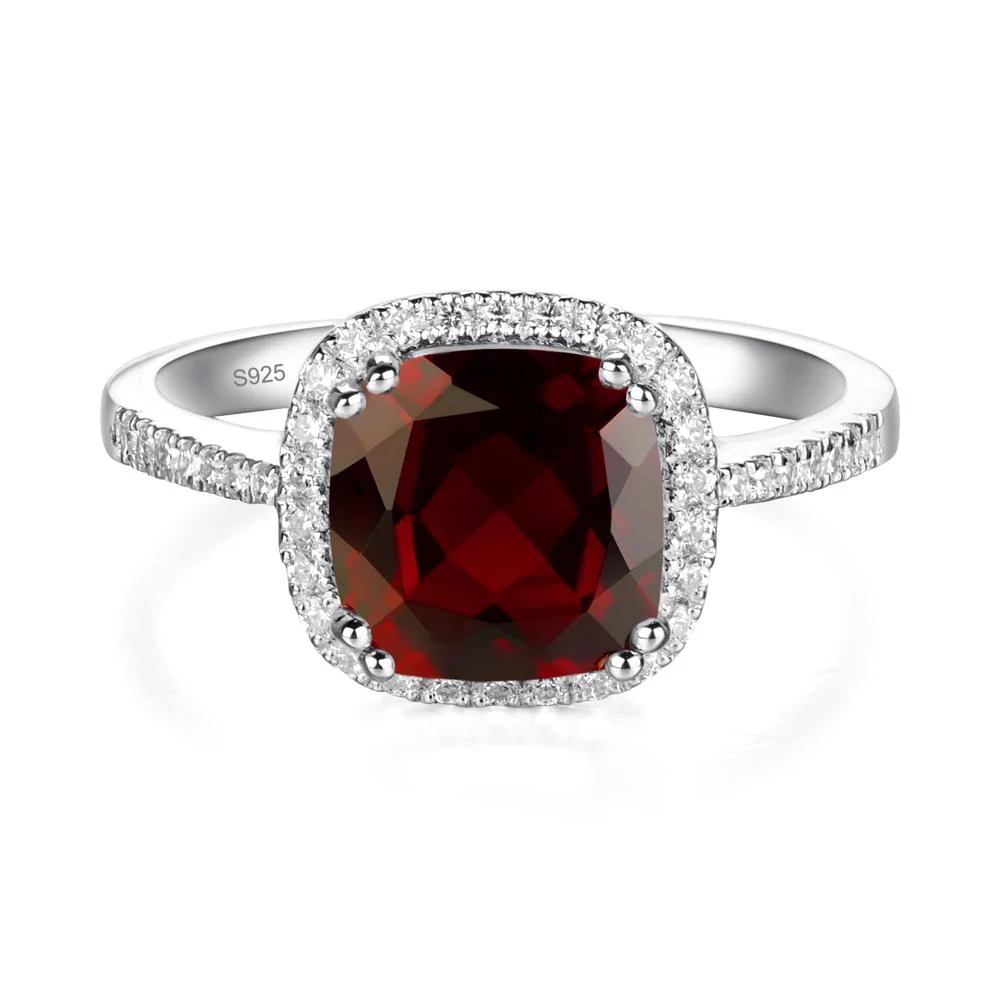 Cushion Cut Garnet Halo Ring - Image 3