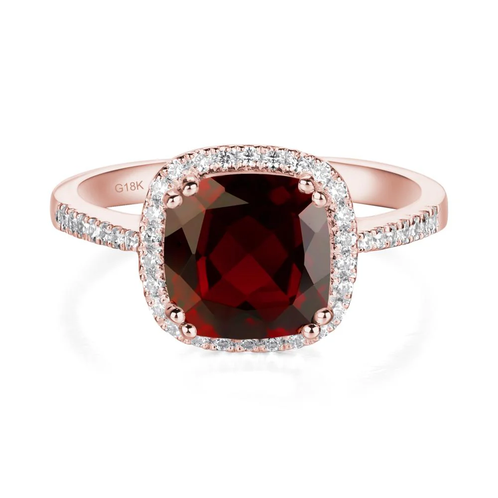 Cushion Cut Garnet Halo Ring - Image 4