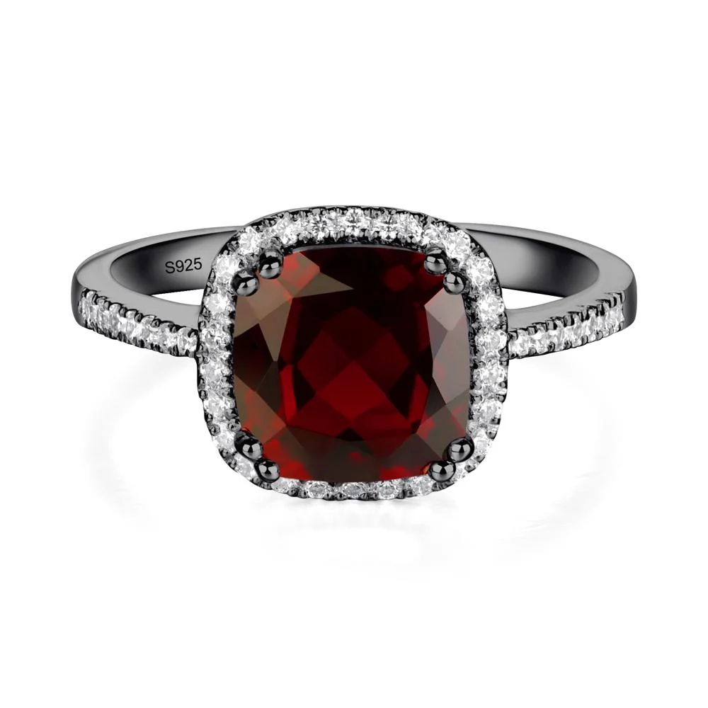 Cushion Cut Garnet Halo Ring - Image 5
