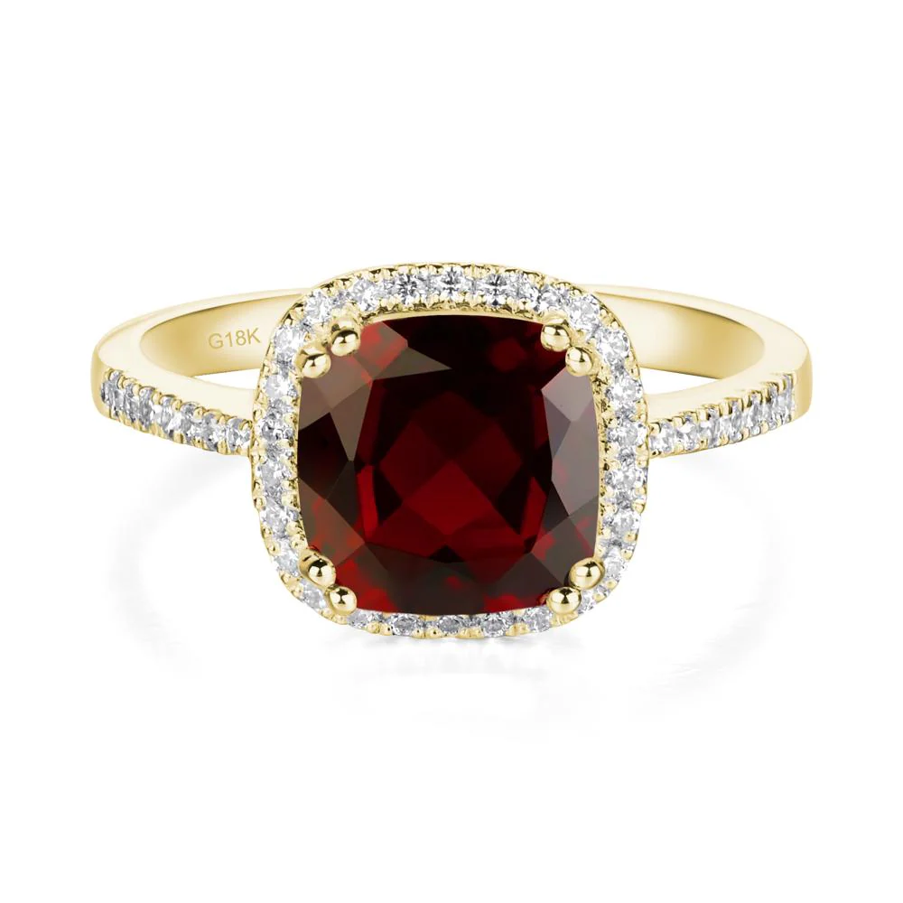 Cushion Cut Garnet Halo Ring - Image 7