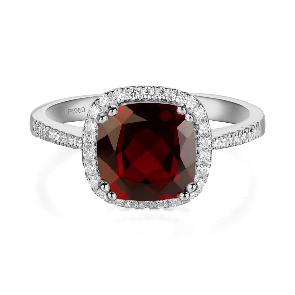 Cushion Cut Garnet Halo Ring - Image 8