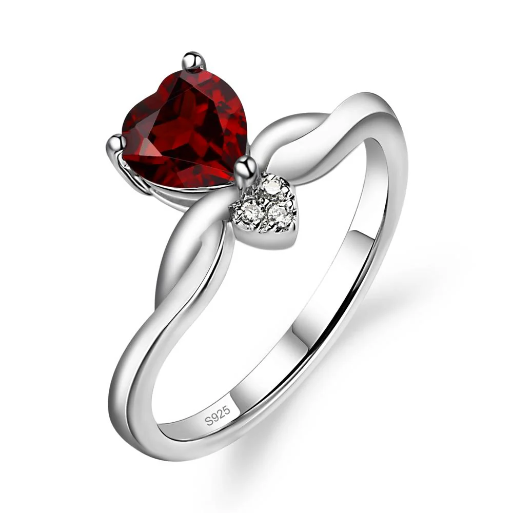 Garnet Twisted Heart Ring
