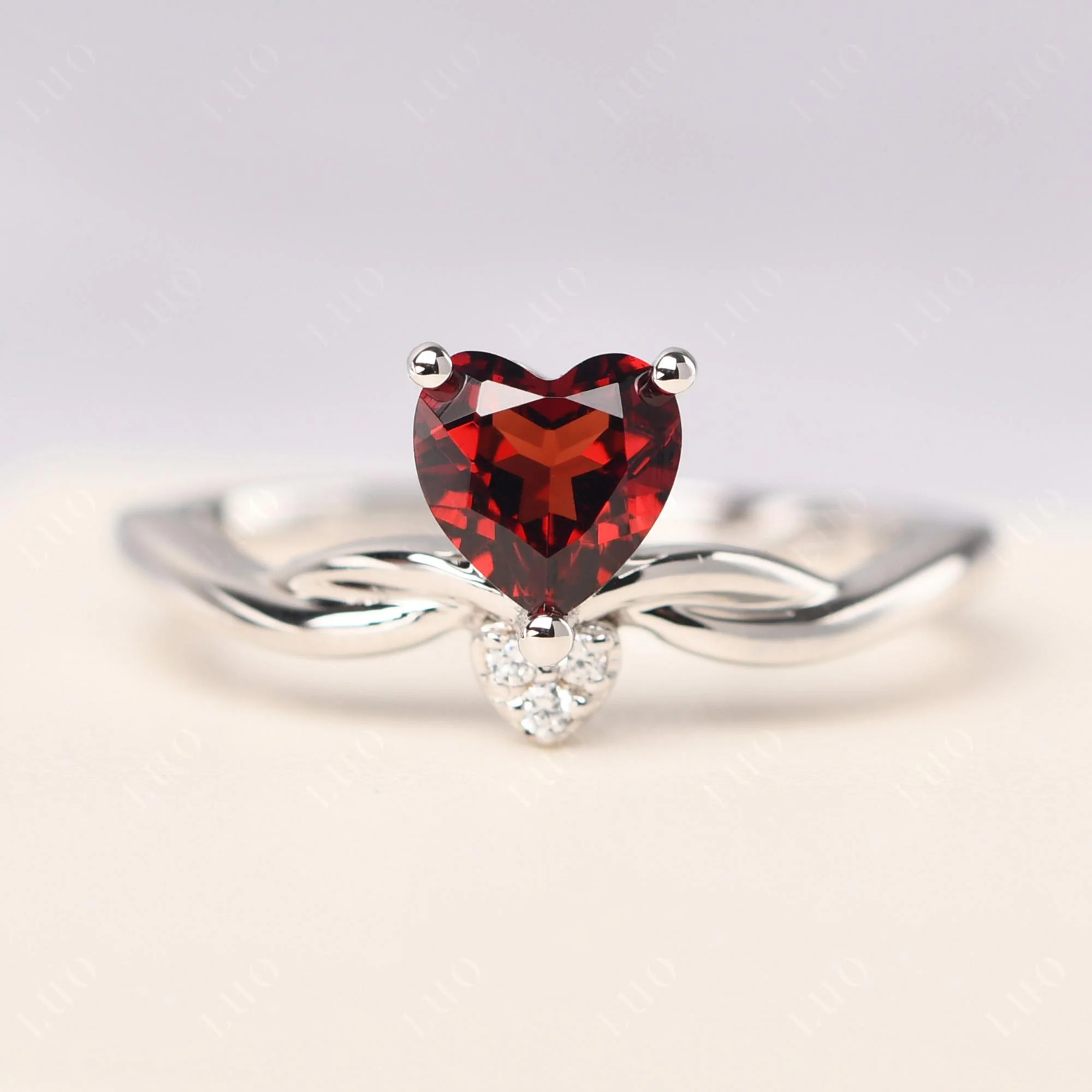Garnet Twisted Heart Ring - Image 10