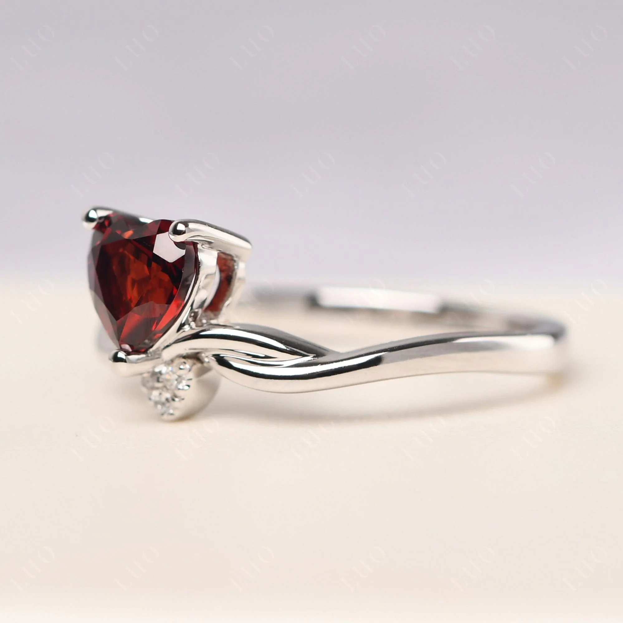 Garnet Twisted Heart Ring - Image 11