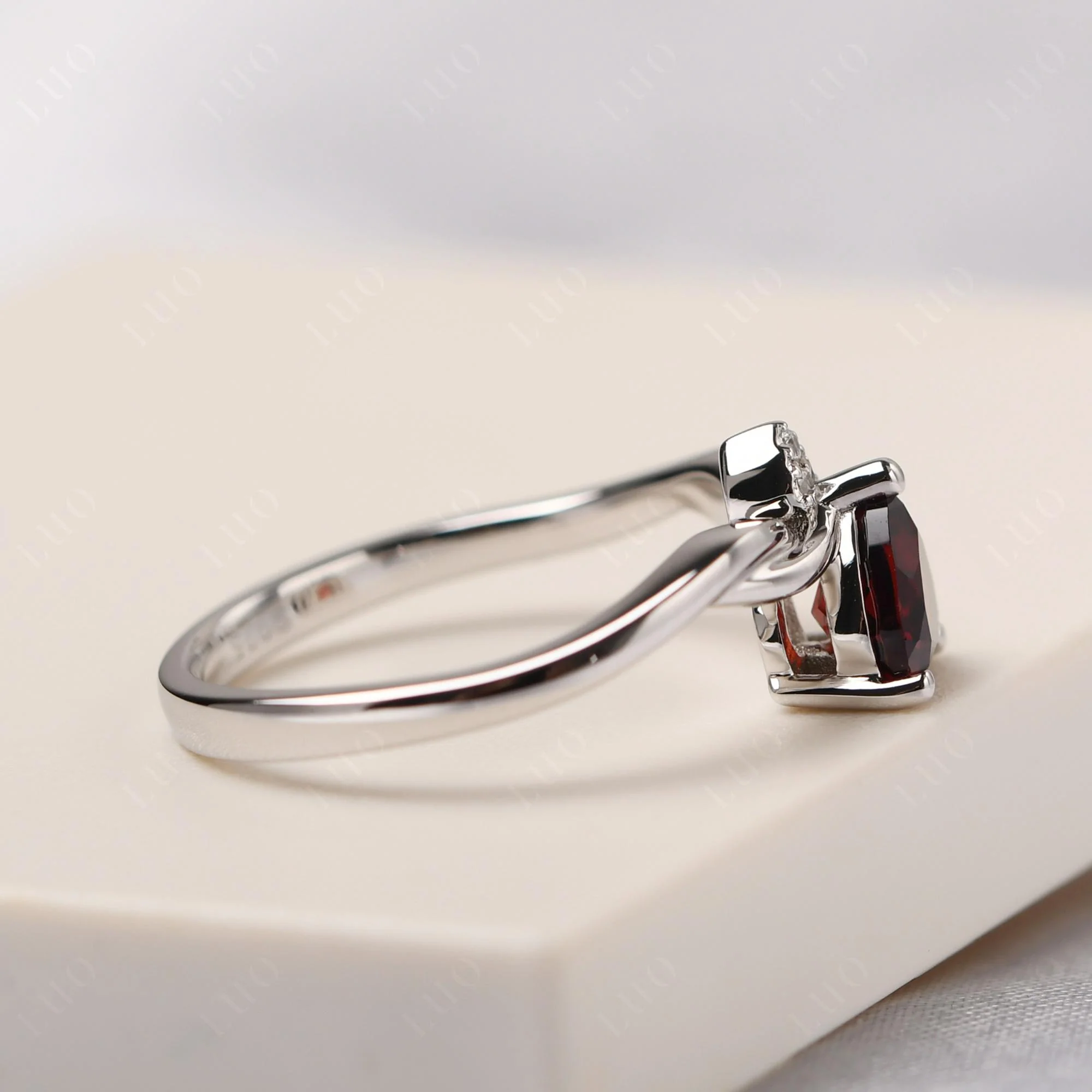Garnet Twisted Heart Ring - Image 13