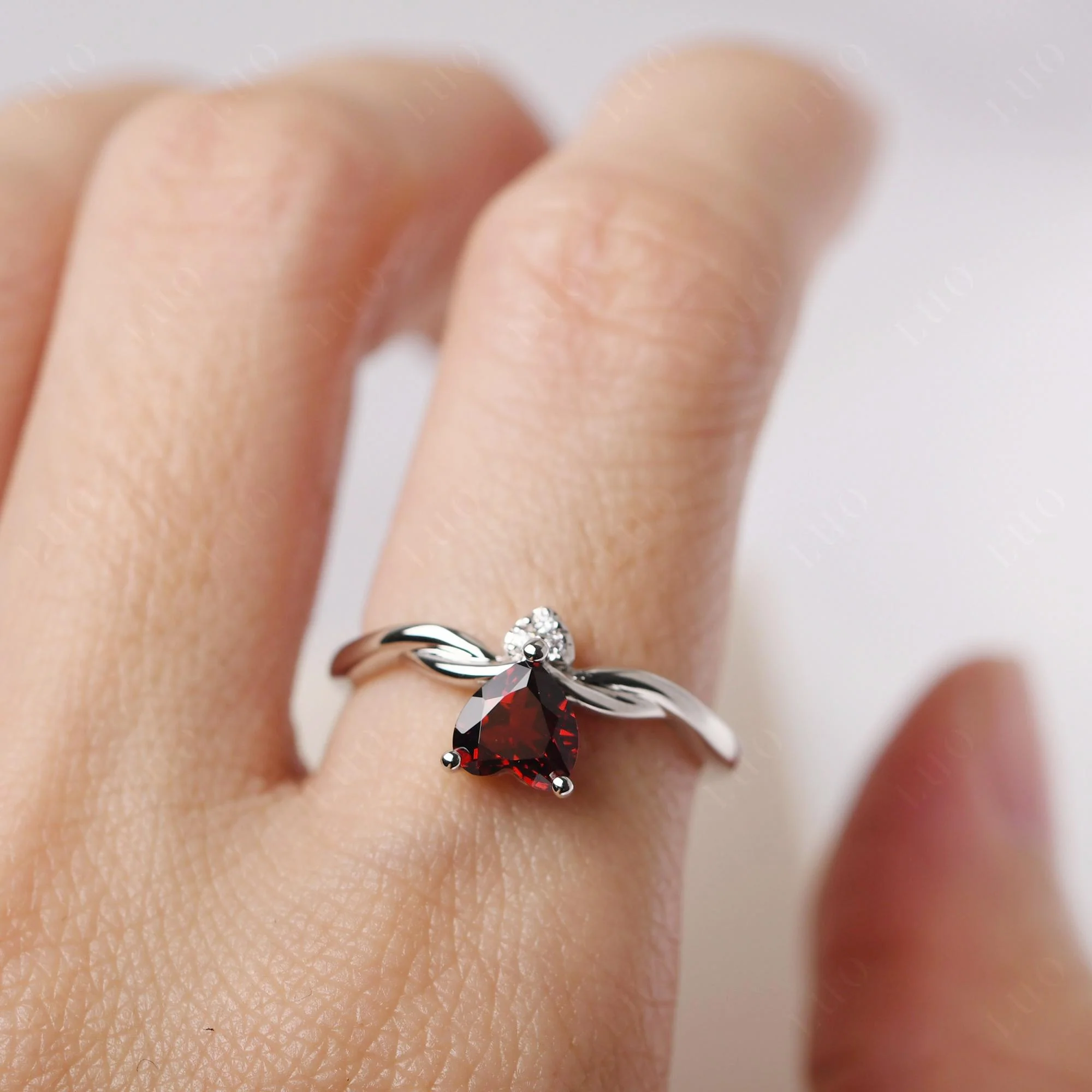 Garnet Twisted Heart Ring - Image 14