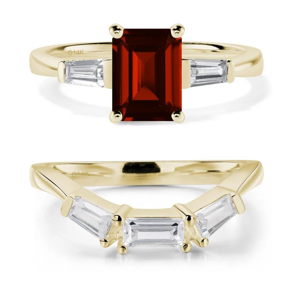 Garnet Tapered Baguette Engagement Ring - Image 15