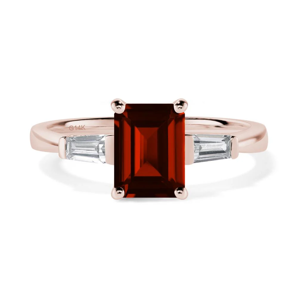 Garnet Tapered Baguette Engagement Ring - Image 5