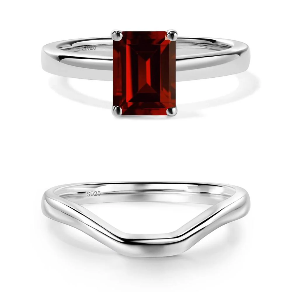 Emerald Cut Garnet Solitaire Ring - Image 11