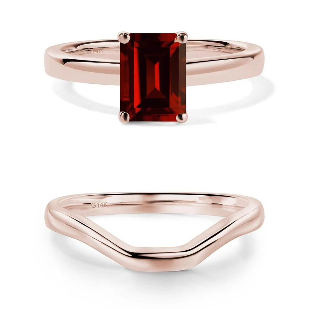 Emerald Cut Garnet Solitaire Ring - Image 15