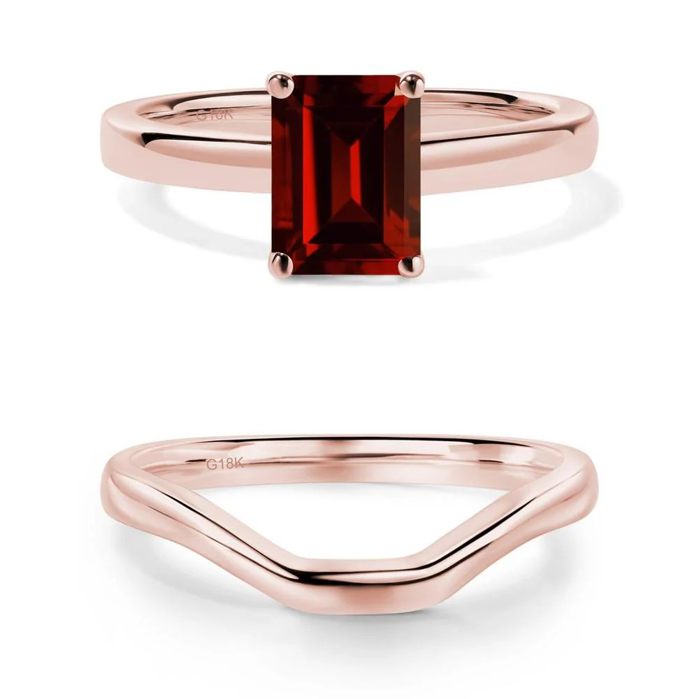 Emerald Cut Garnet Solitaire Ring - Image 19
